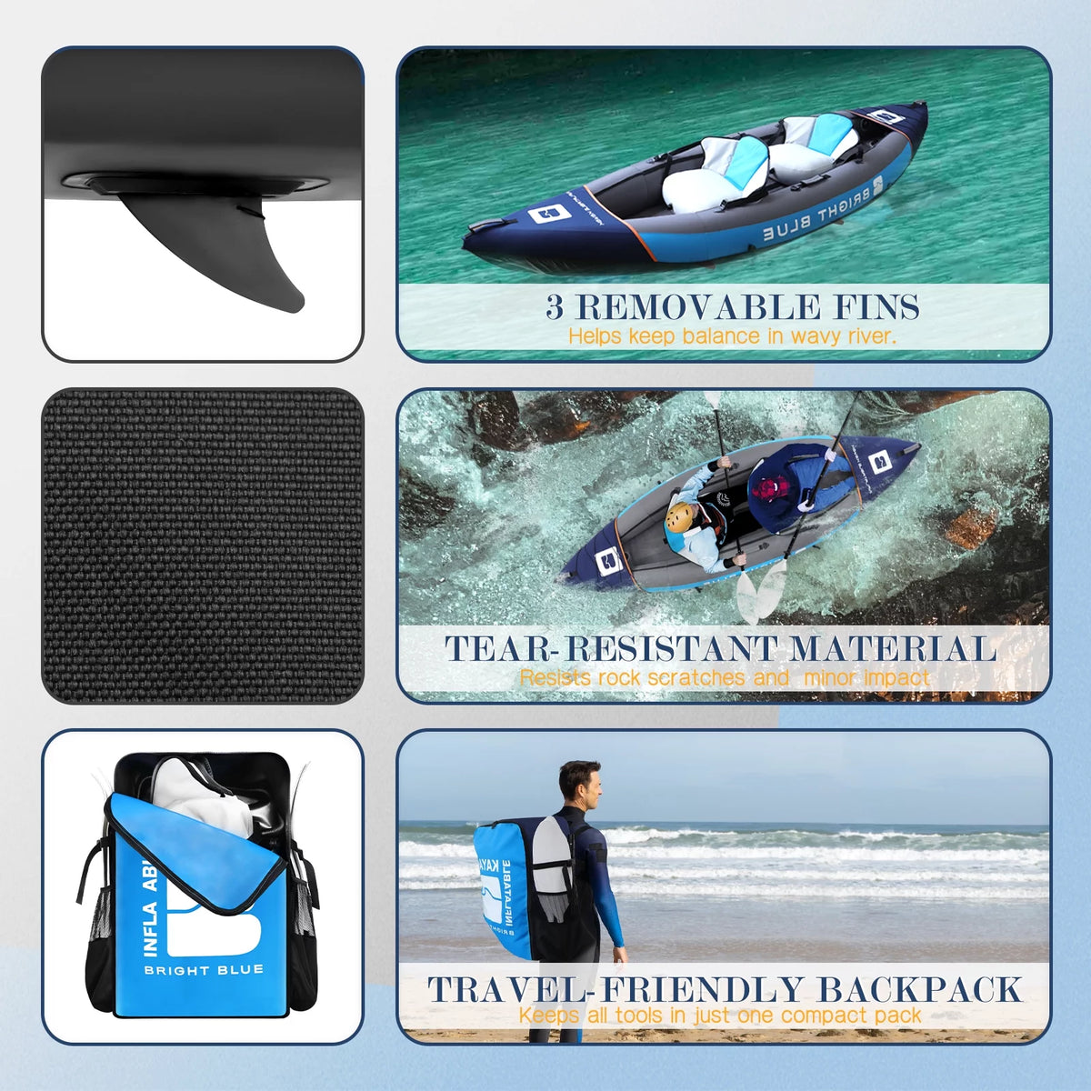 2 Person Inflatable Kayak Blue B7601