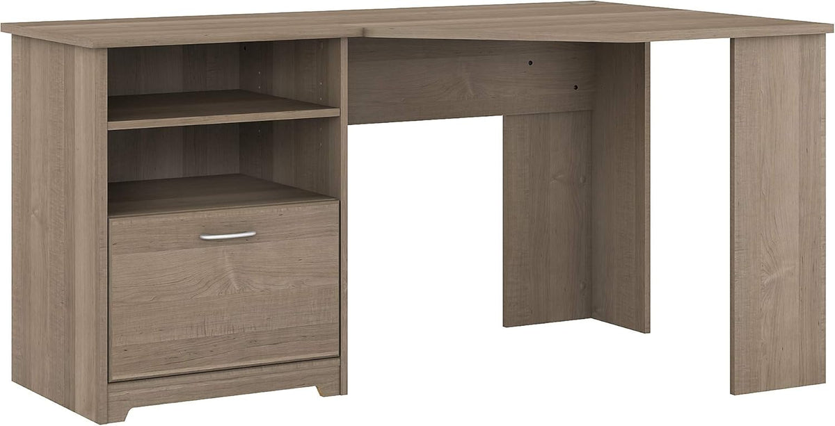 Ash Gray Corner Desk with Storage N80483