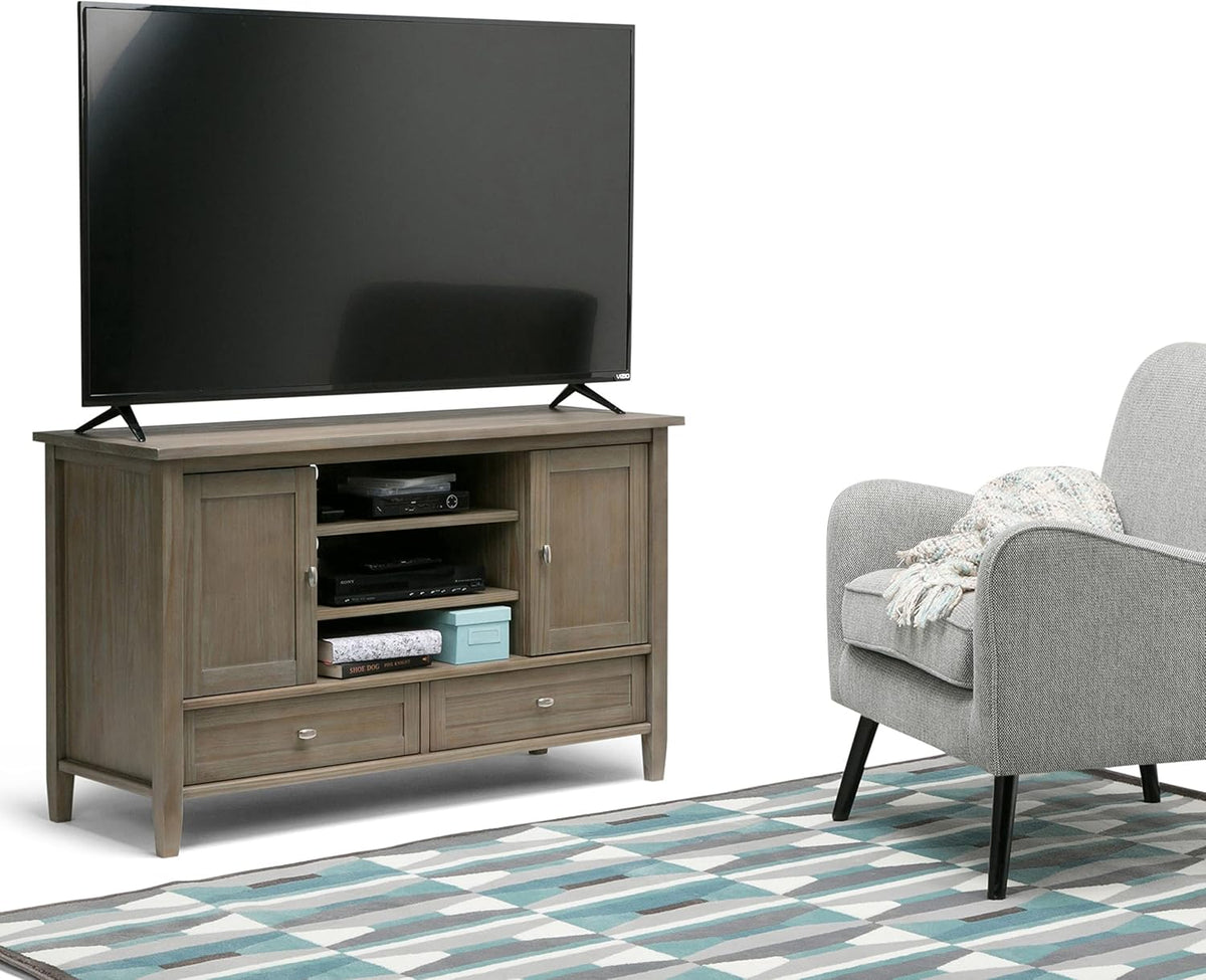 47 inch Wide Rustic Natural Aged Brown Solid Wood TV Media Stand W189907