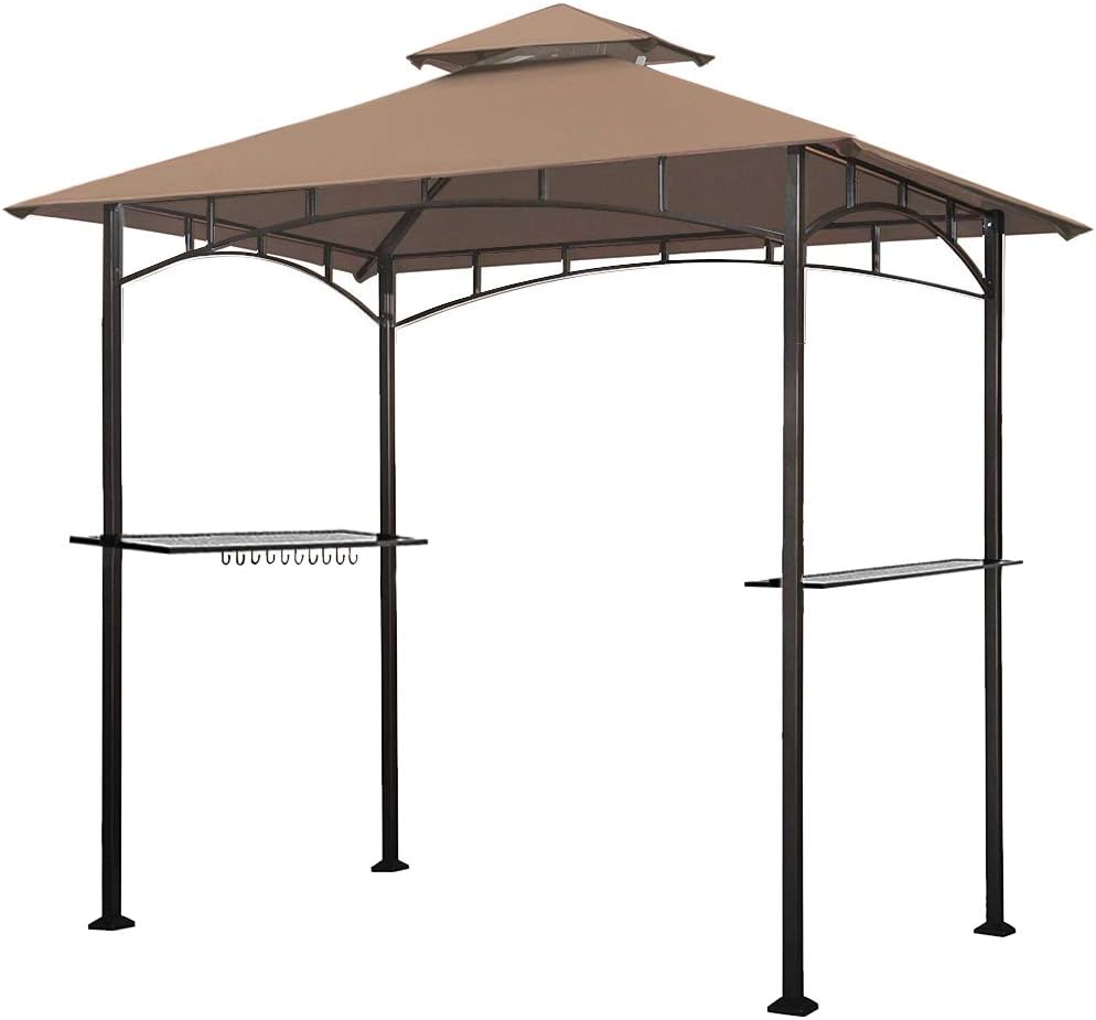 5x8 Grill Gazebo with Double Tier Canopy and Steel Frame H366930
