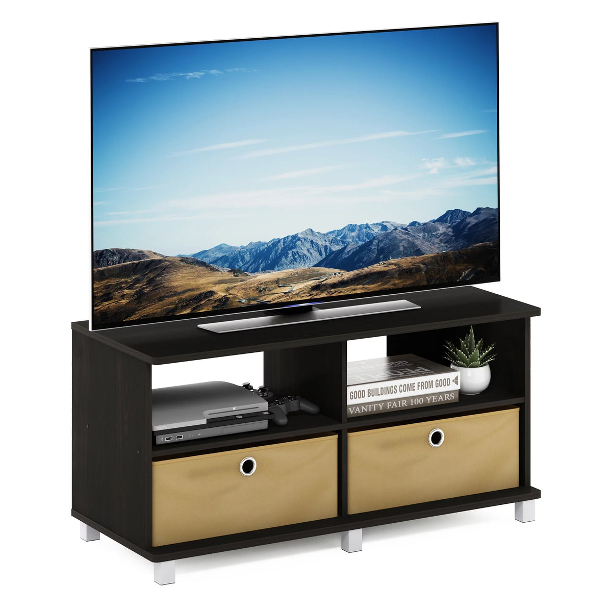 38 Inch 2 Drawer Entertainment Center TV Stand, Brown I379718