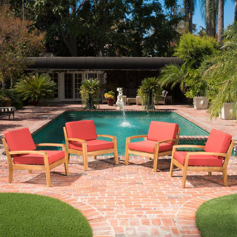 Acacia Wood Outdoor Club Chairs Set of 4 F6107