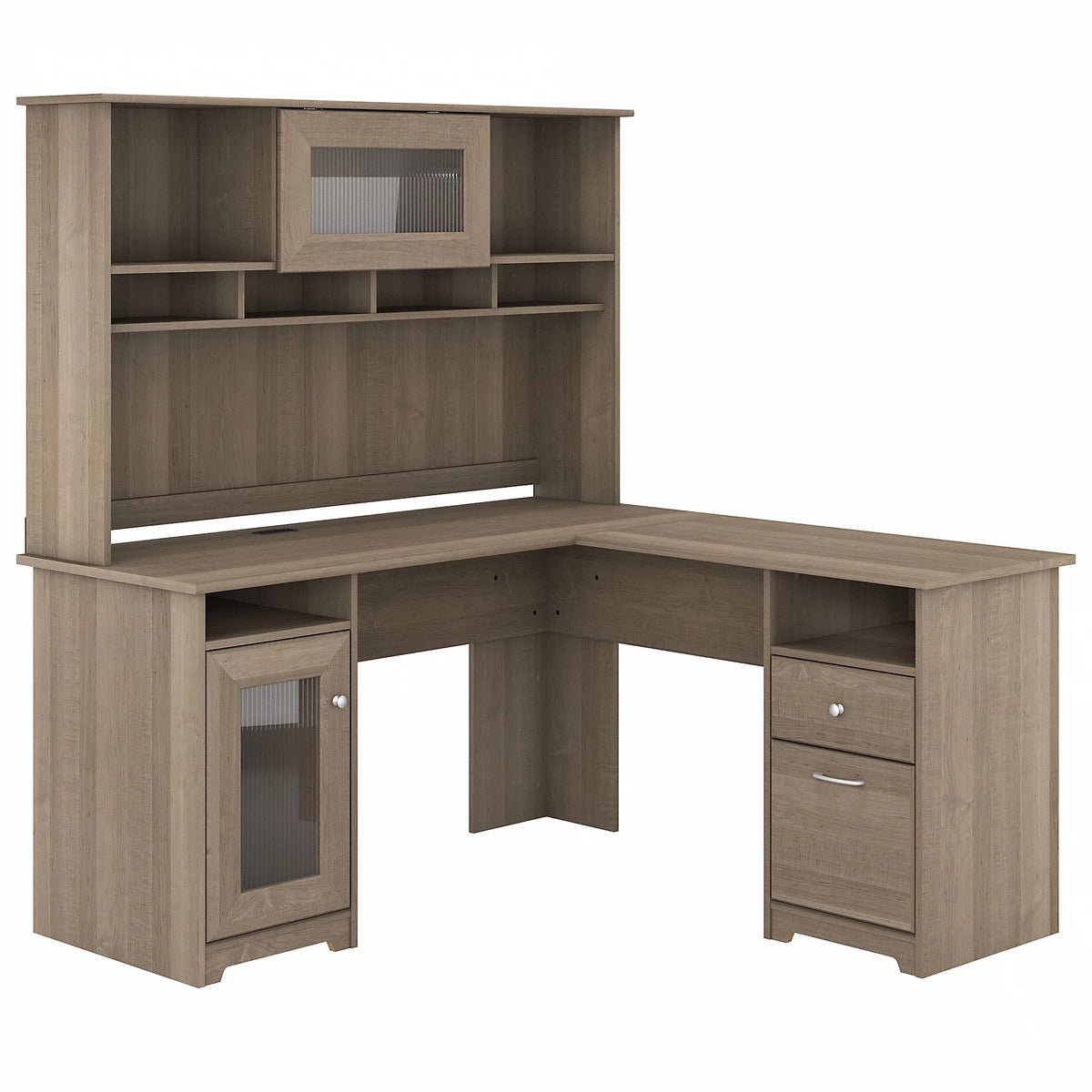 60 L Desk and Hutch with Storage Ash Gray R85041