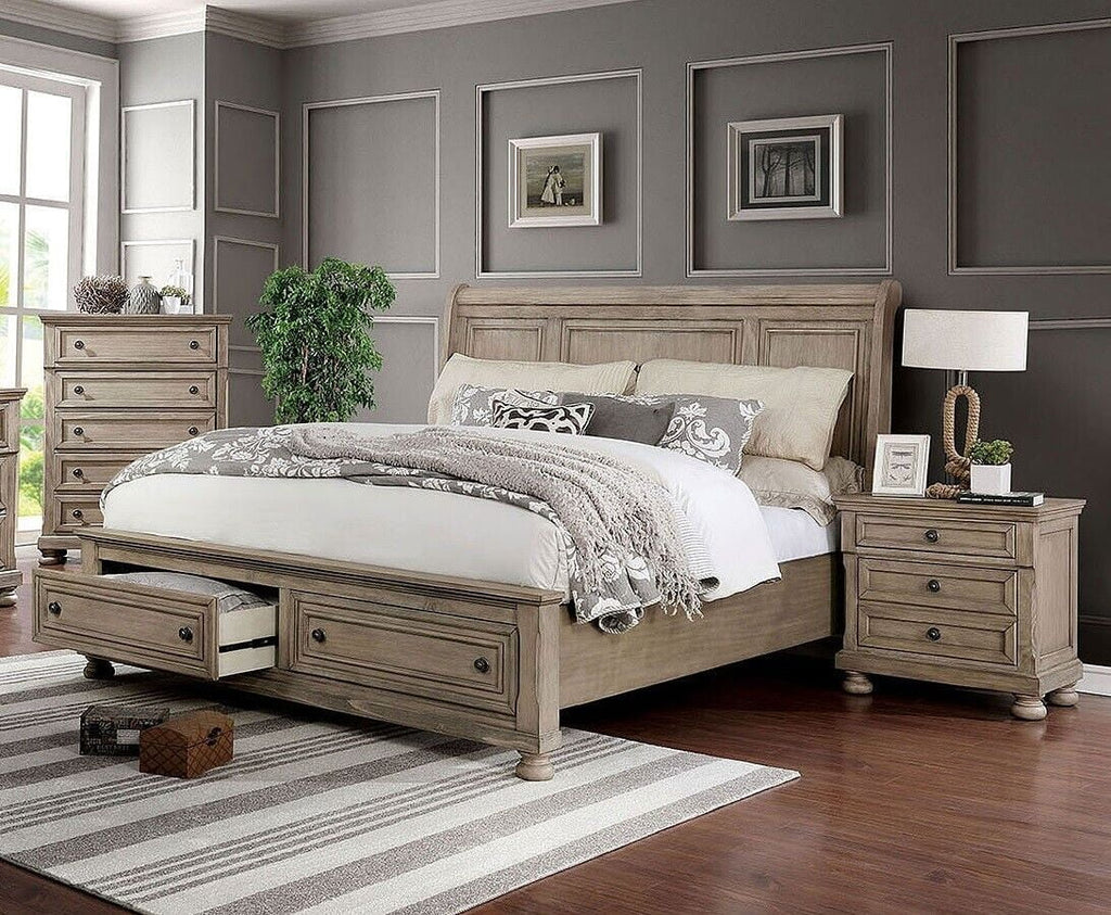 Gray 3pc Cal King Size Bedroom Set with Nightstands P199383