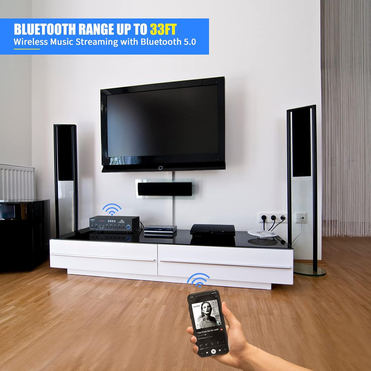 300Watts Bluetooth 5.0 Class AB Stereo Audio Receiver Amplifier 2 Channel Power Amp Pack of 2 G247