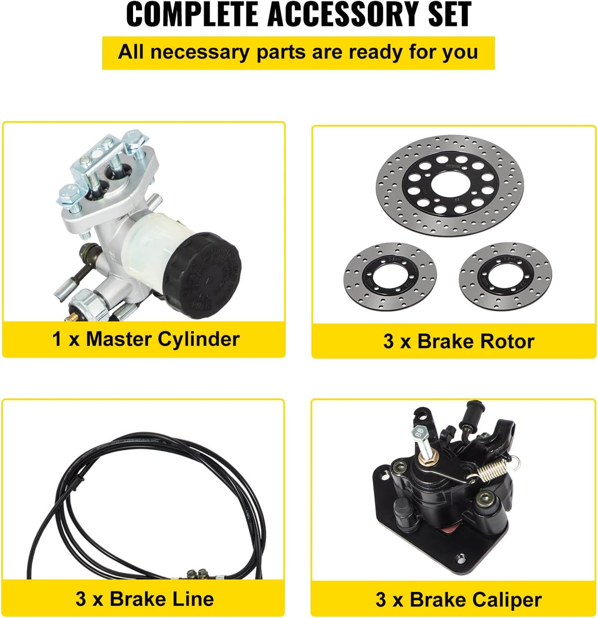 150cc Go Kart Hydraulic Brake Kit with Master Cylinder, Hose, Caliper, Pad S97725