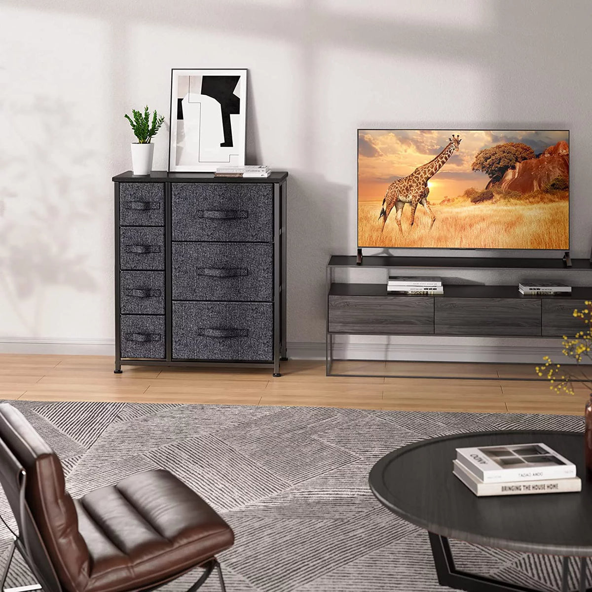 7 Drawer Fabric Dresser with Steel Frame T461468