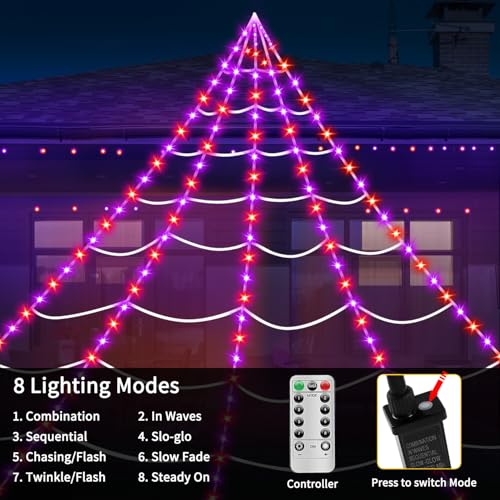 23Ft 350 LED Spider Web Lights with 6.6Ft Spider H3927