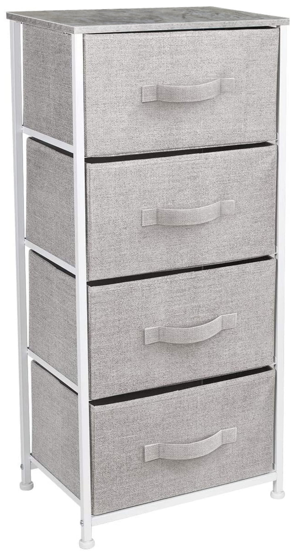 4 Drawer Grey Fabric Storage Nightstand H75624