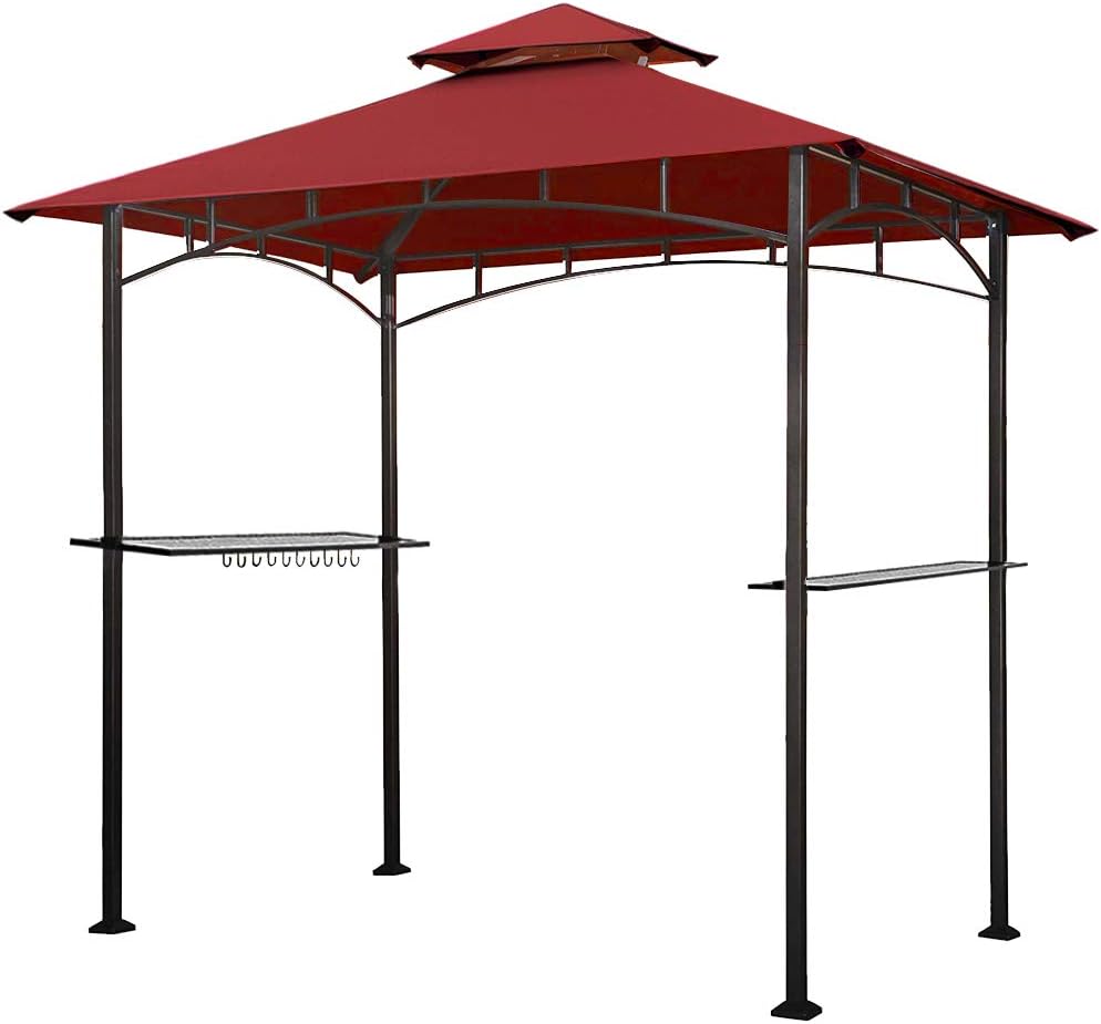 5x8 Grill Gazebo with Double Tier Canopy and Steel Frame H366930