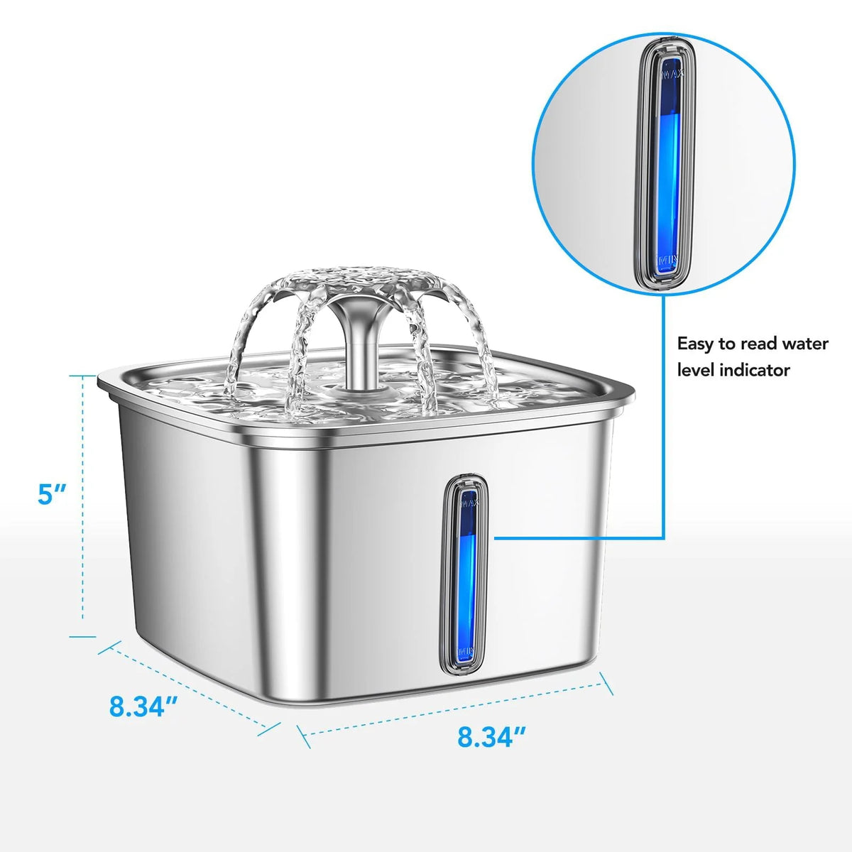 95oz/2.8L Stainless Steel Pet Fountain U1656