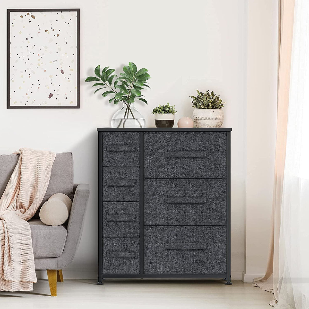 7 Drawer Fabric Dresser with Steel Frame T461468
