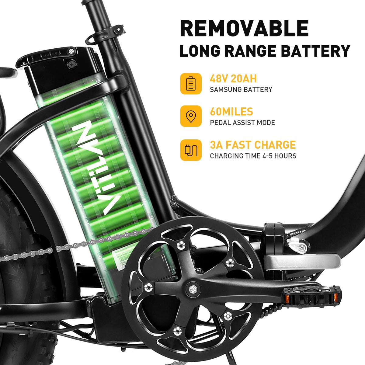 750W 20" Fat Tire Folding Step-Thru Electric Bike L3890