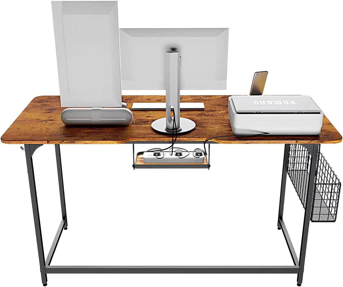 40'' Rounded Corner Home Office Desk with Cable Management Black R52296
