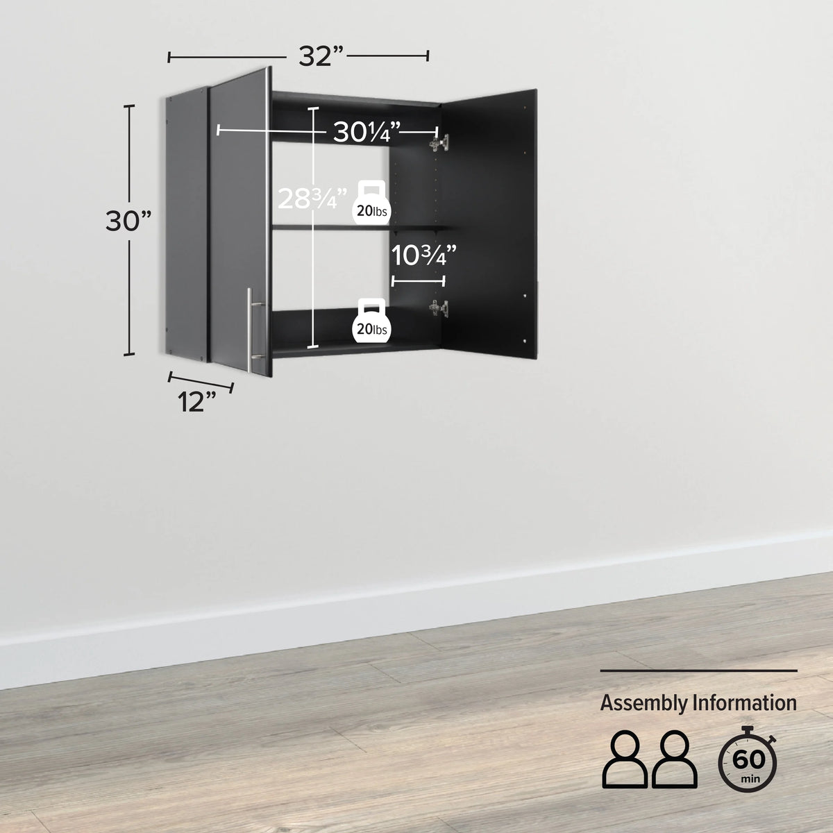 32" Black Wall Cabinet R43153