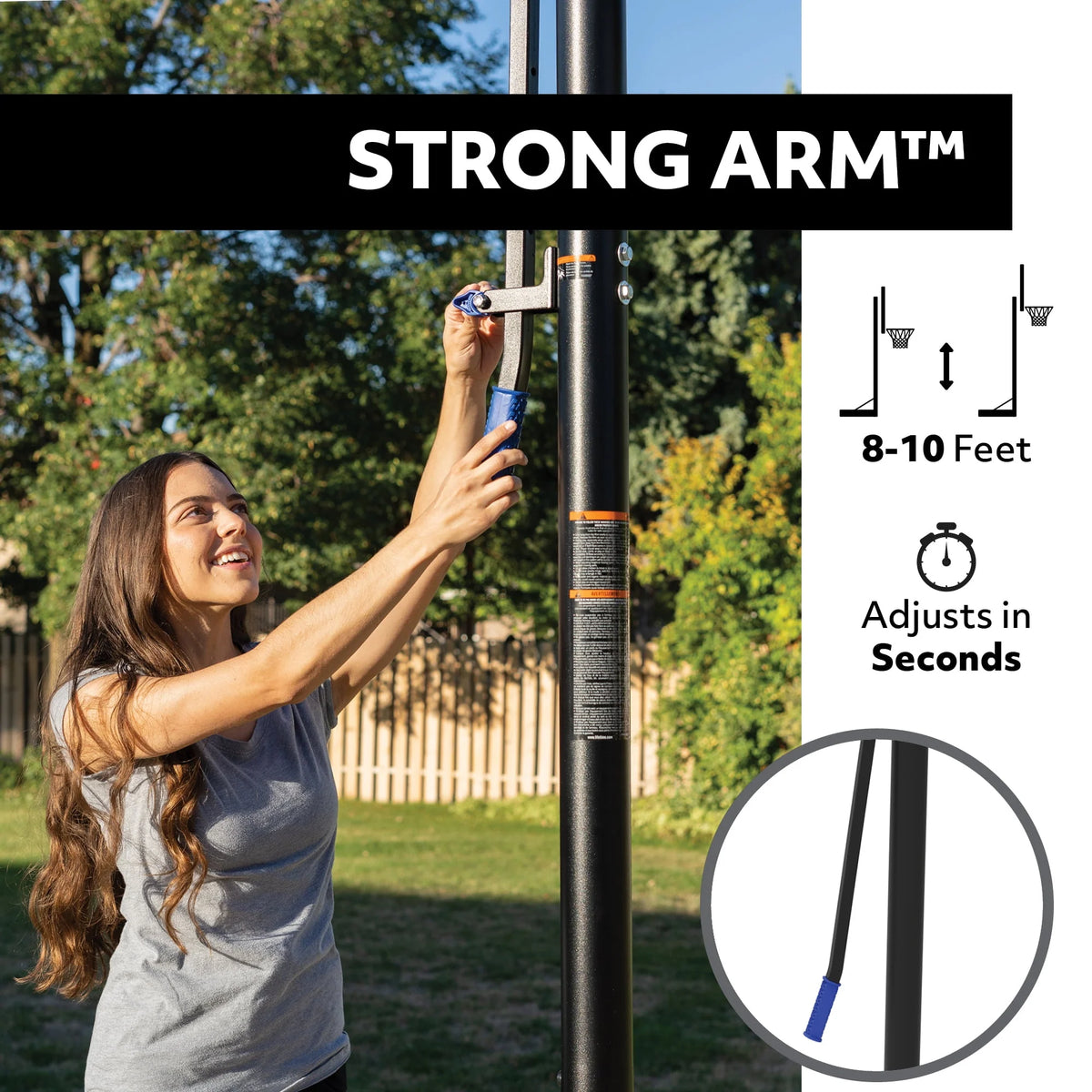 Adjustable Portable Basketball Hoop 48 inch Polycarbonate K907438