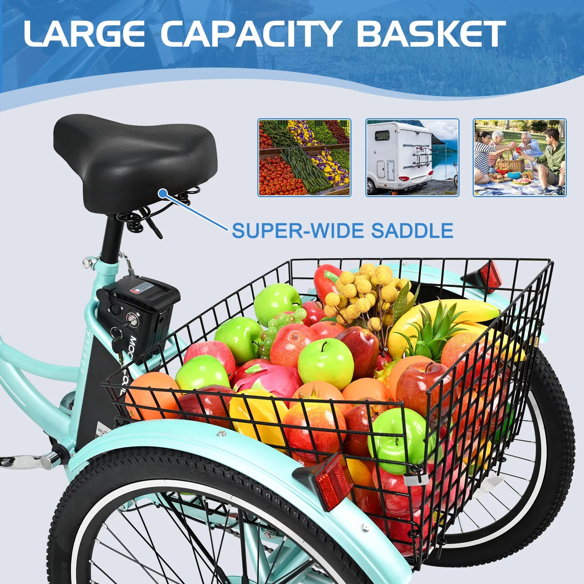 3 Wheel Electric Bike with Removable 36V 10Ah Lithium Battery Y854536