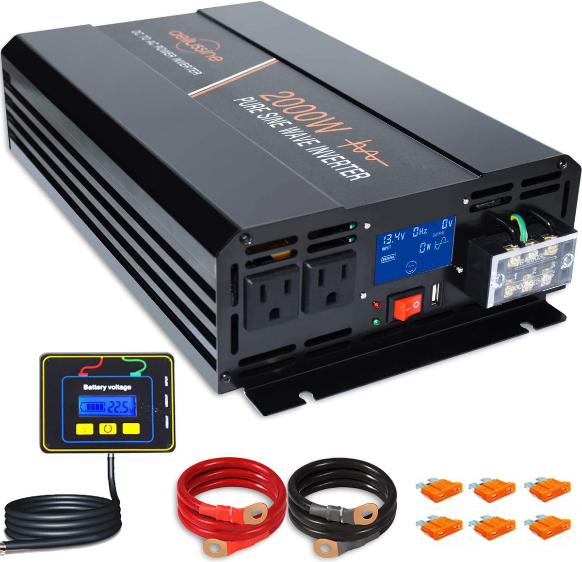 2000 Watt Pure Sine Wave Inverter 12v dc to ac 120v with LCD Display P756980