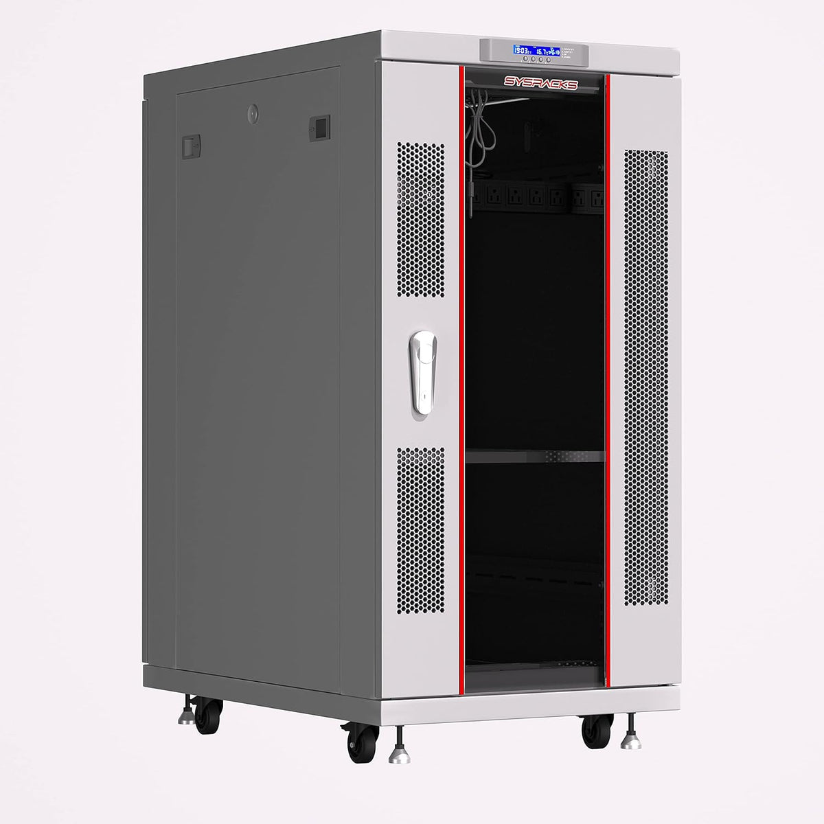 22U 35 Inch Deep Grey White Server Rack Cabinet Enclosure on Wheels W966