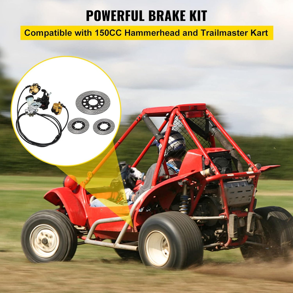 150cc Go Kart Hydraulic Brake Kit with Master Cylinder, Hose, Caliper, Pad S97725