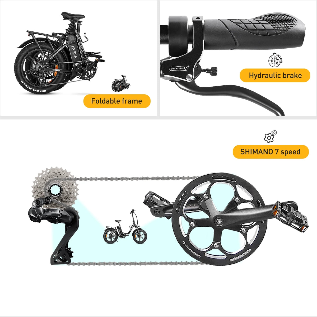 750W 20" Fat Tire Folding Step-Thru Electric Bike L3890