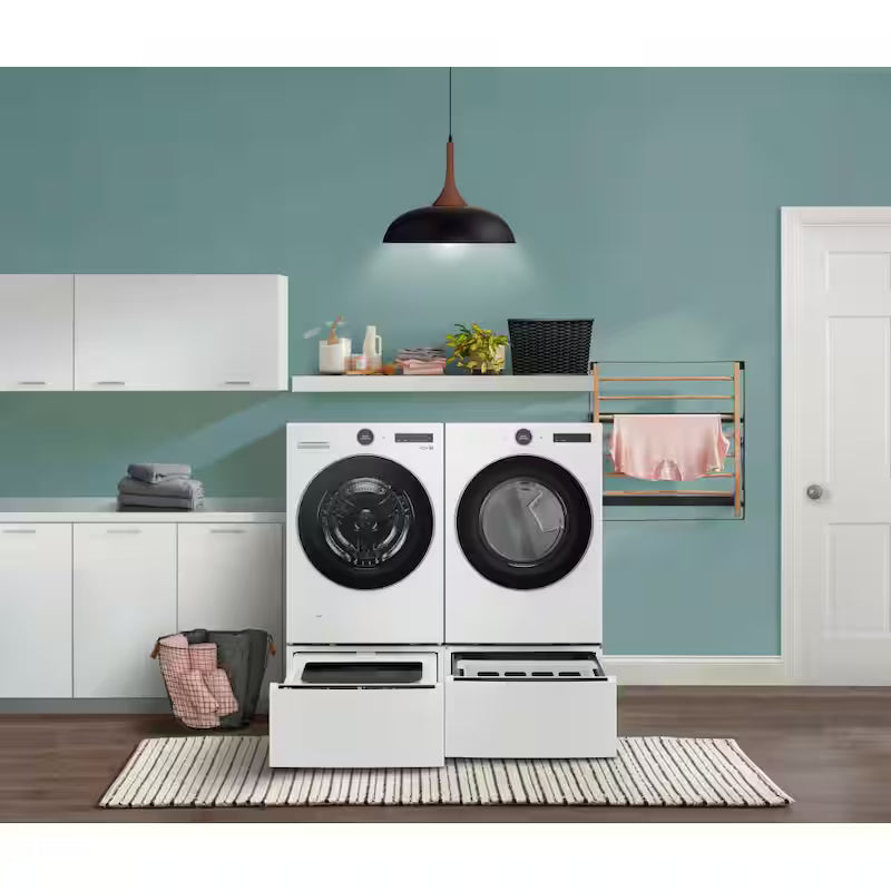 27 in. White Laundry Pedestal with Storage Drawer A304077