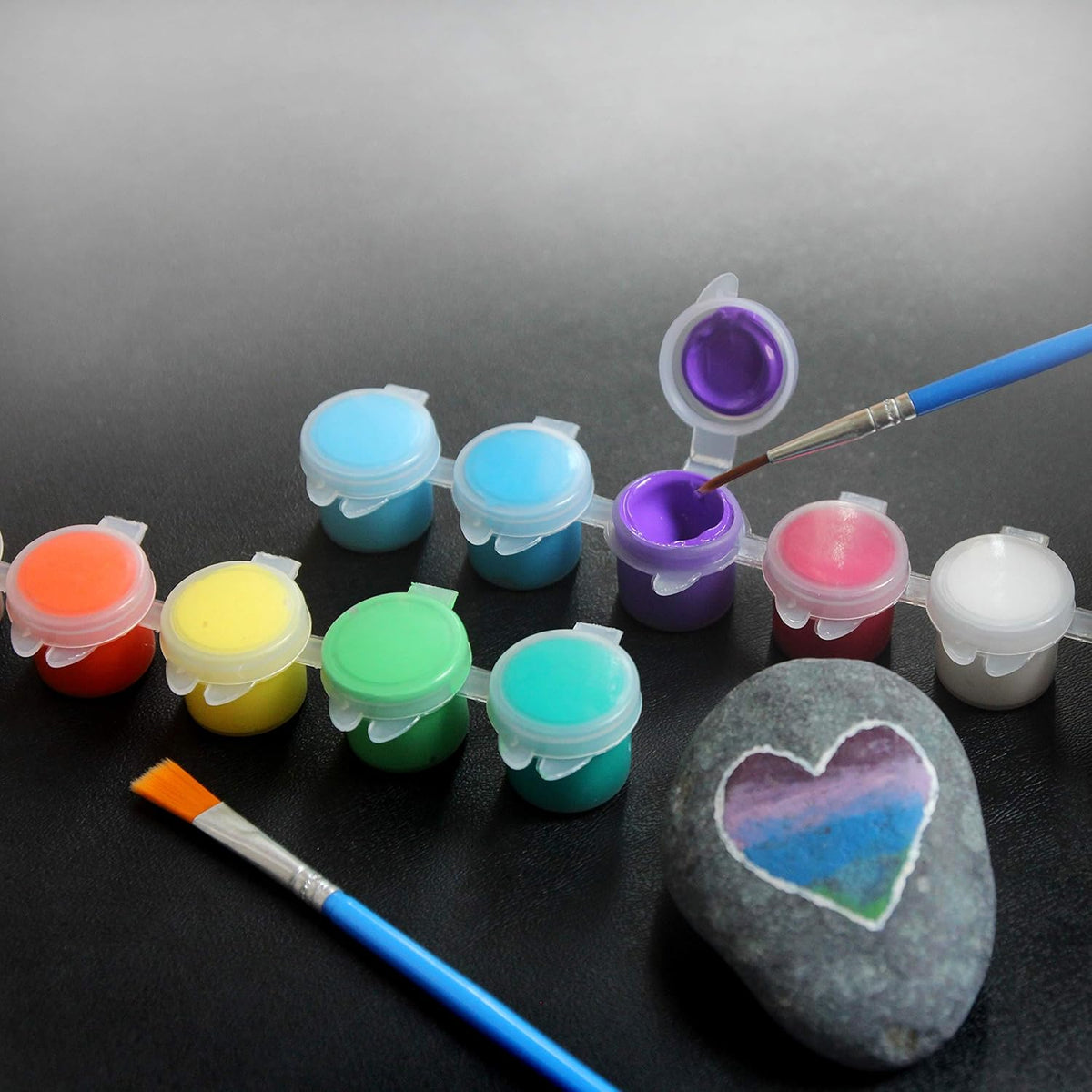 24 Pack Acrylic Paint Sets 12 Colors with 2 Brushes E436558