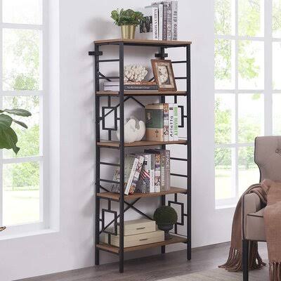 5-Tier Industrial Open Bookcase E506