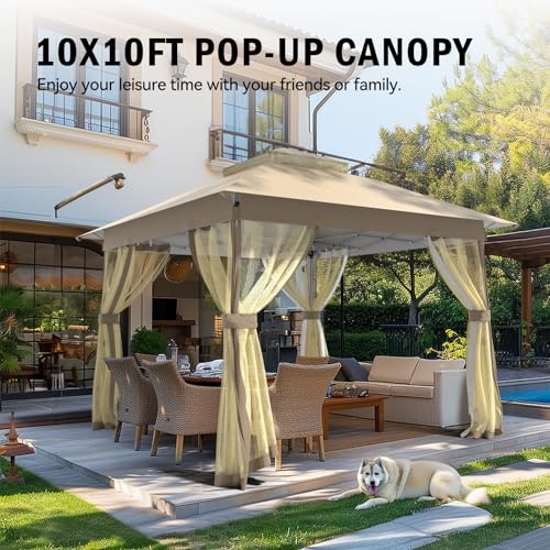10x10 Pop Up Gazebo with Mosquito Nettings R6389