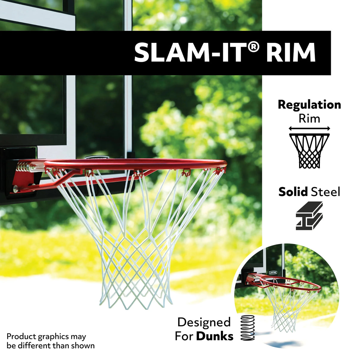 Adjustable Portable Basketball Hoop 48 inch Polycarbonate K907438