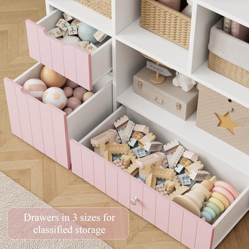 48" W Kids Toy Storage Organizer with Removable Bins and Drawers, Grey D2793