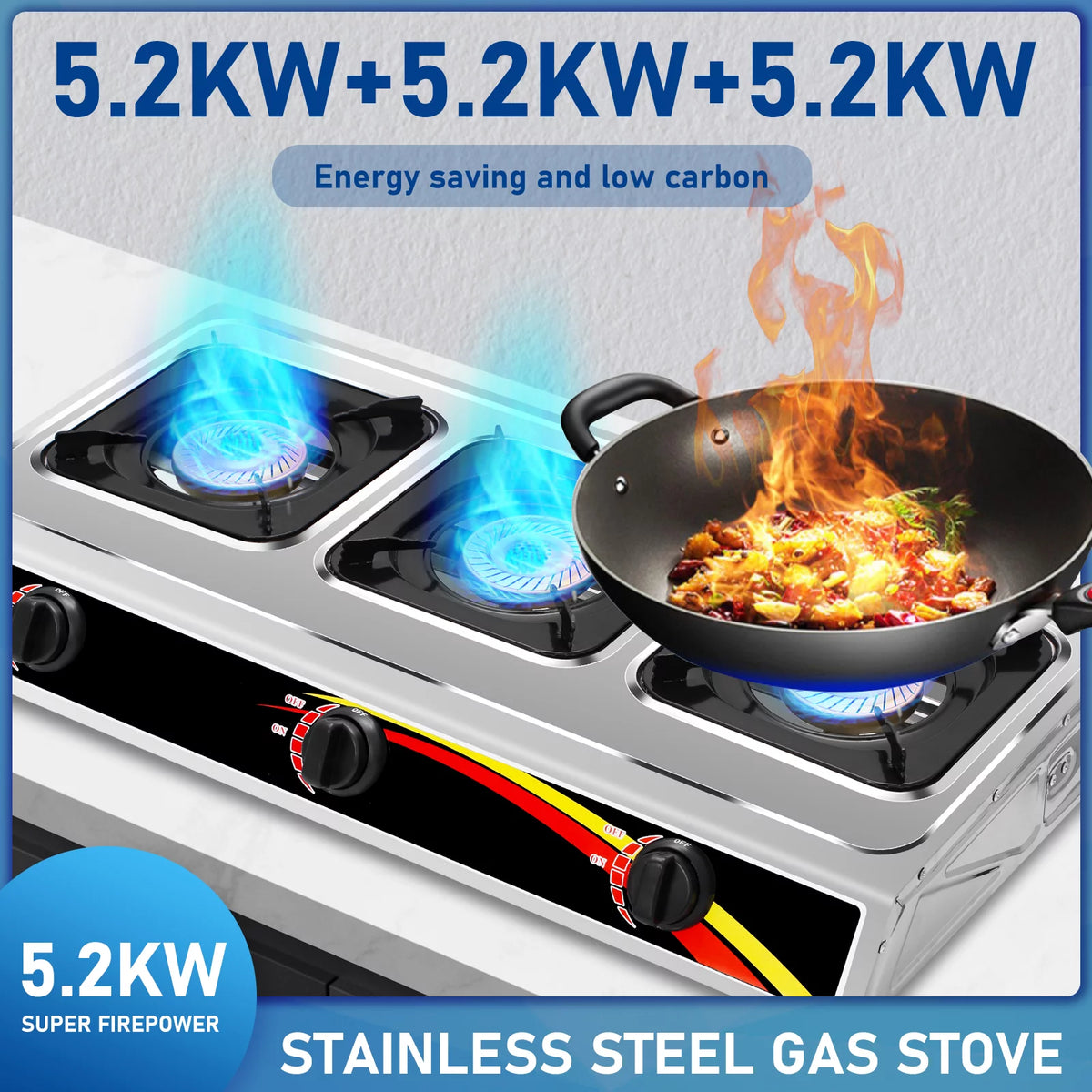3 Burner Stainless Steel Portable Camping Gas Stove U173195