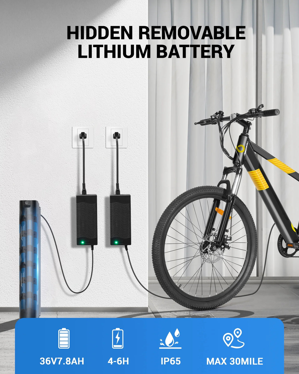 350W 26" Electric Mountain Bike with 36V Removable Battery U49800