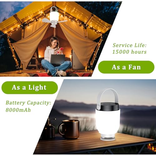 2 in 1 Rechargeable Camping Fan with LED Lantern H265