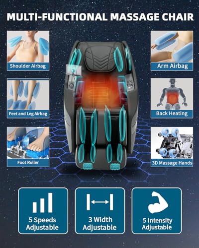 3D Full Body Massage Chair Zero Gravity Heat Grey B4577