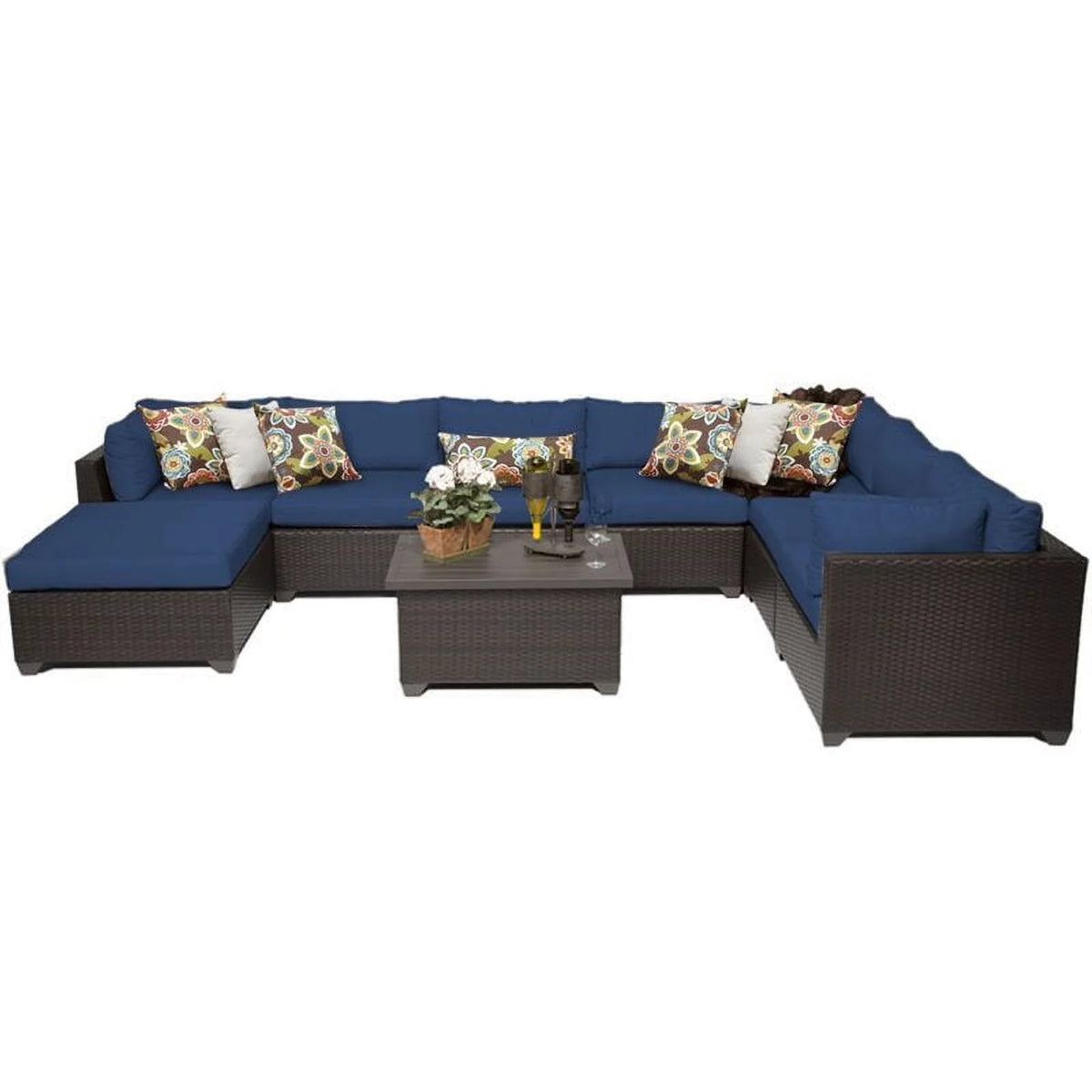 9 Piece Patio Wicker Sectional Set T677
