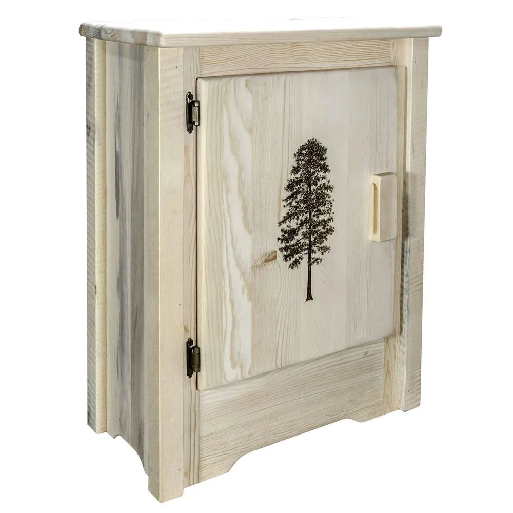 Accent Cabinet with Laser Engraved Pine Design T421