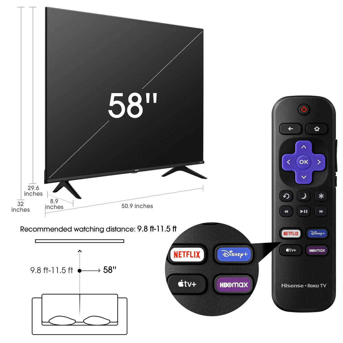 58 Class 4K UHD LED LCD Smart TV HDR B220239