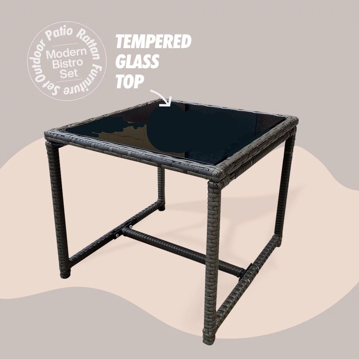 3-Piece Rattan Outdoor Furniture Set with Glass Coffee Table B118326