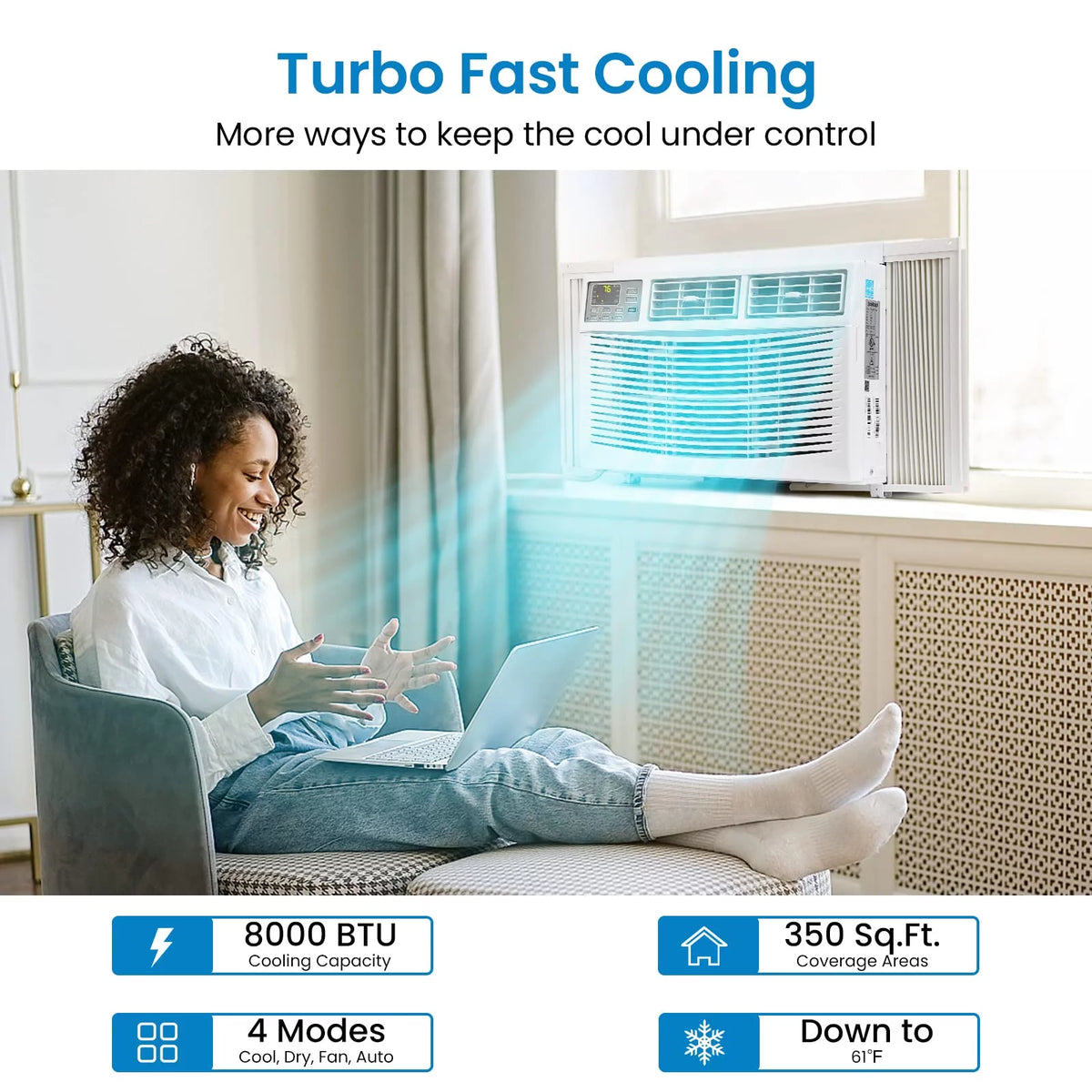 8000 BTU Portable Inverter Window Air Conditioners with Remote & App Control G592