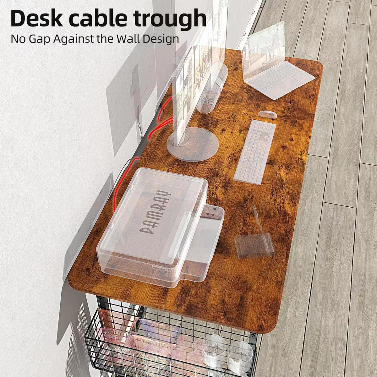 40'' Rounded Corner Home Office Desk with Cable Management Black R52296