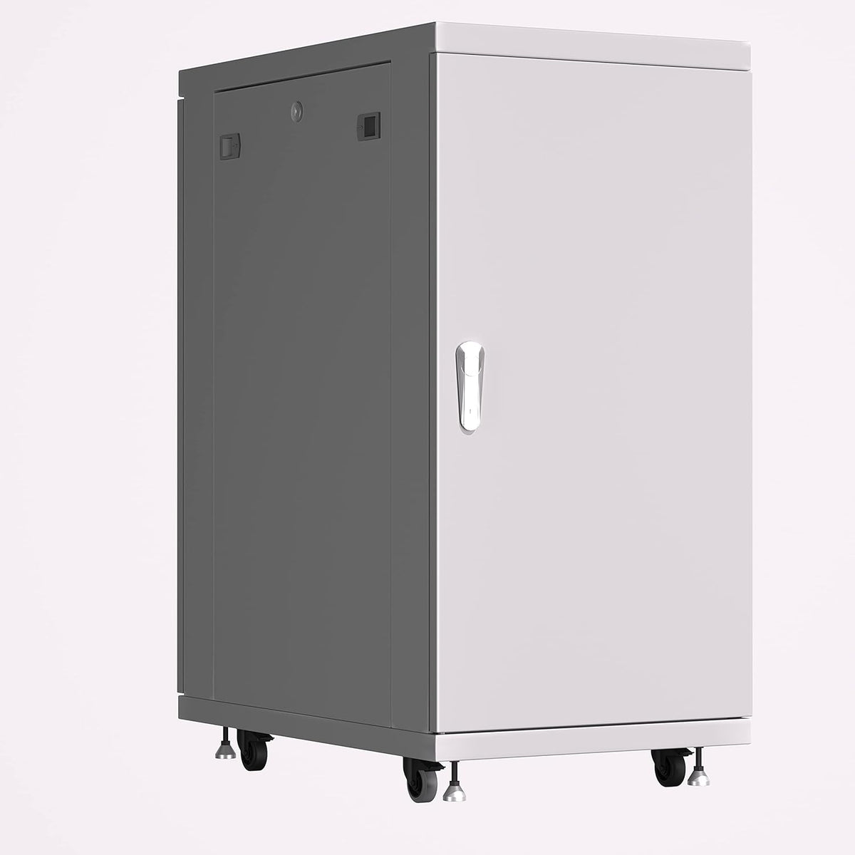 22U 35 Inch Deep Grey White Server Rack Cabinet Enclosure on Wheels W966