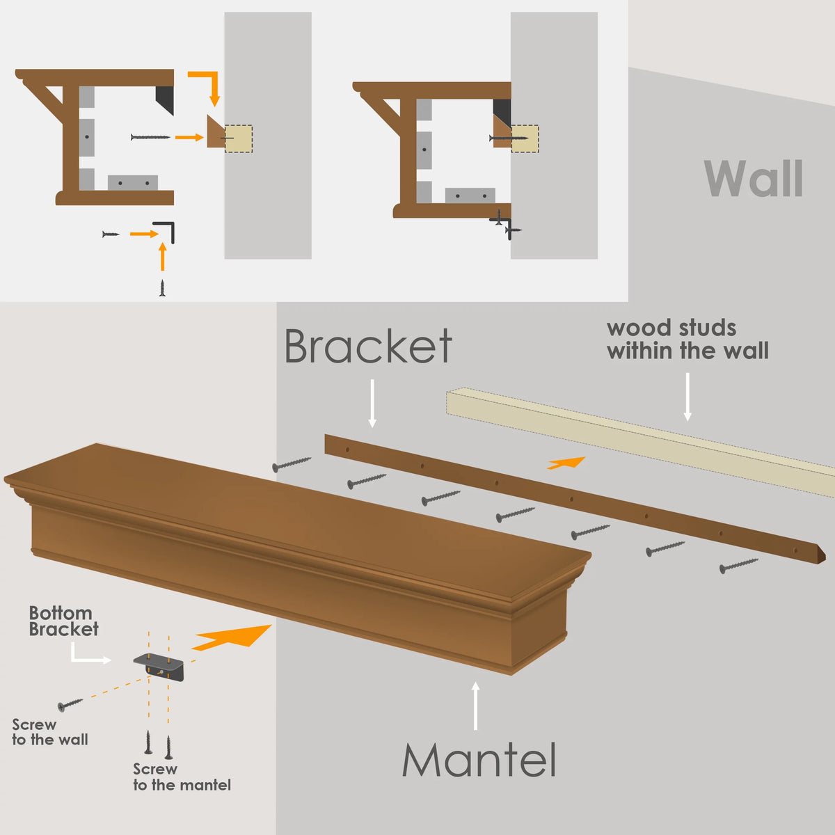 72" White Rectangle Fireplace Mantel Wall Shelf U494383