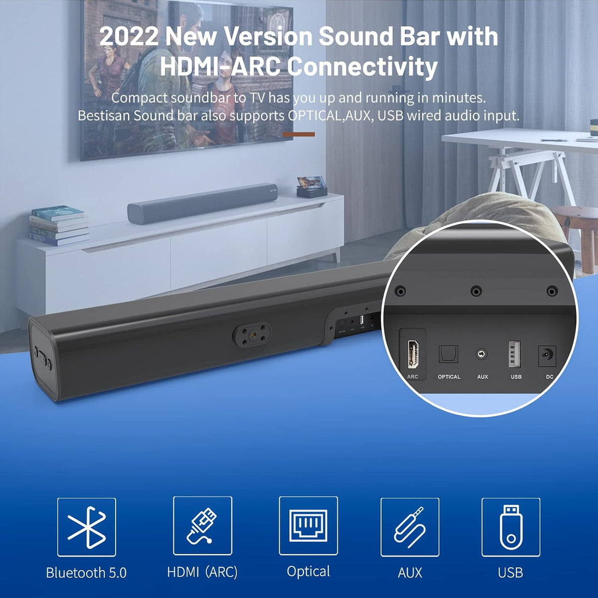100W Wireless Sound Bar with HDMI-ARC O244