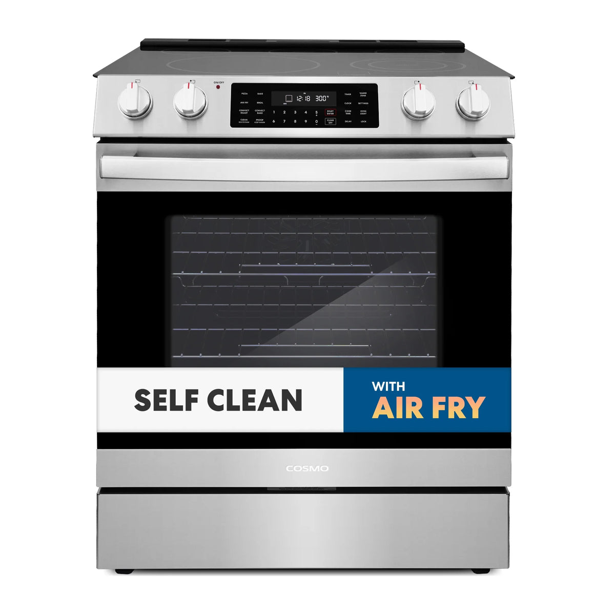 30 in. Electric Range with 5 Burner Glass Cooktop and Air Fry Oven X38810