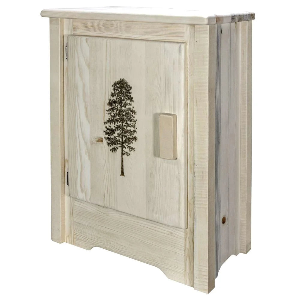 Accent Cabinet with Laser Engraved Pine Design T421