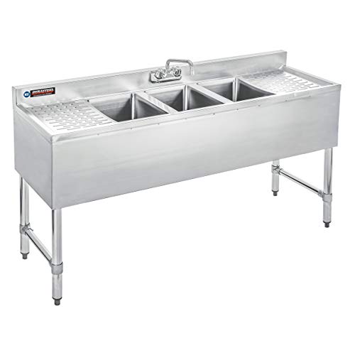 3 Compartment 304 Stainless Steel Under Bar Sink with Faucet O801137