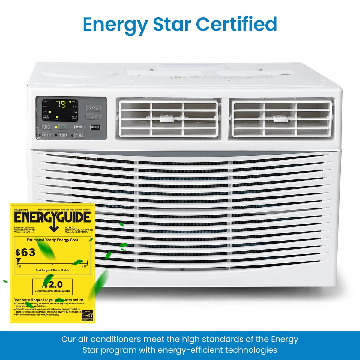 8000 BTU Portable Inverter Window Air Conditioners with Remote & App Control G592