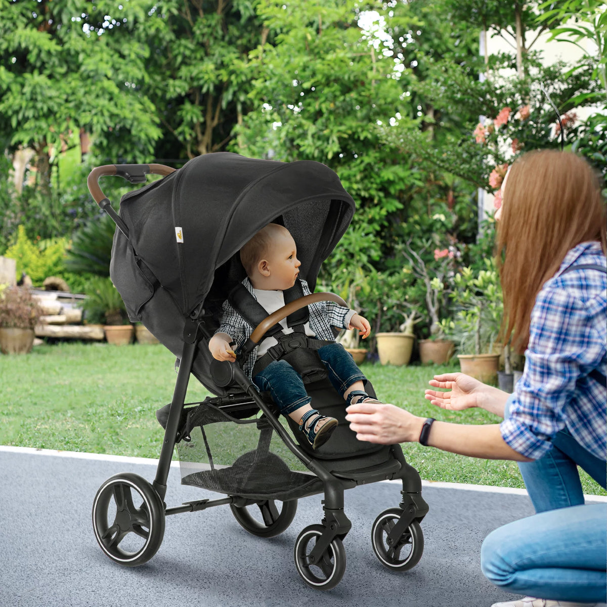 1-Click-Foldable Lightweight Black Stroller R848