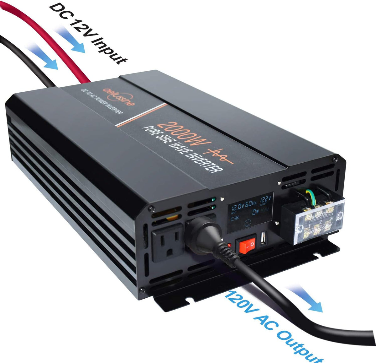 2000 Watt Pure Sine Wave Inverter 12v dc to ac 120v with LCD Display P756980